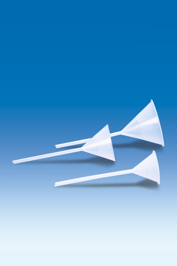801-62_A FUNNEL - PLASTIC PP LONG STEM - VITLAB 90mm - Image 1