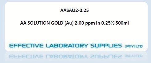 AASAU2-0.25 AA SOLUTION GOLD (Au) 2.00 ppm in 0.25% 500ml - Image 1