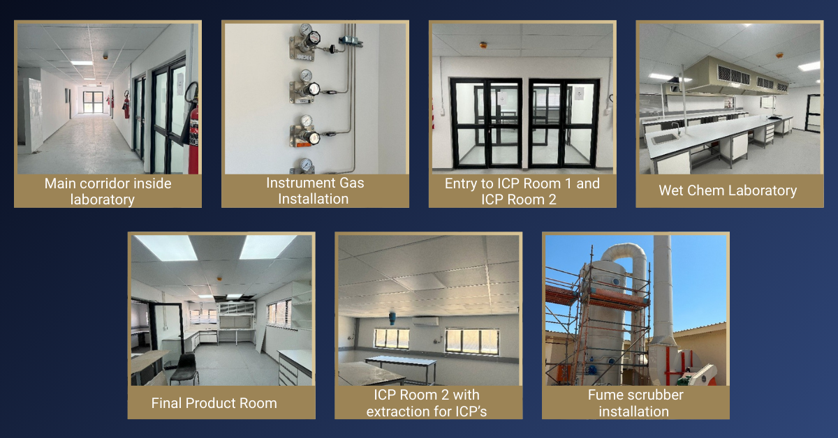 Instrument Gas Installation, ICP Room, Wet Chem Laboratory, Final product Room, Swakop Uranium, Mining Laboratory. Fume Scrubber, Fume Scrubber installation, ICP Room with Extraction. 